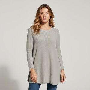 🌻Eileen Fisher Organic Cotton Knit Tunic Gray Relaxed Fit Minimalist Sweater XL